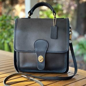 Stunning &Unique Vintage Coach Station Bag, Faded Black